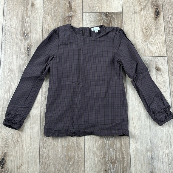 C de C Plaid Cotton Blouse Purple and Black - Picture 1 of 8
